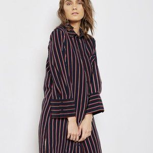 EVIDNT LOS ANGELES Women's Blue Striped Casual Button Up Shirt Dress M ***NWT